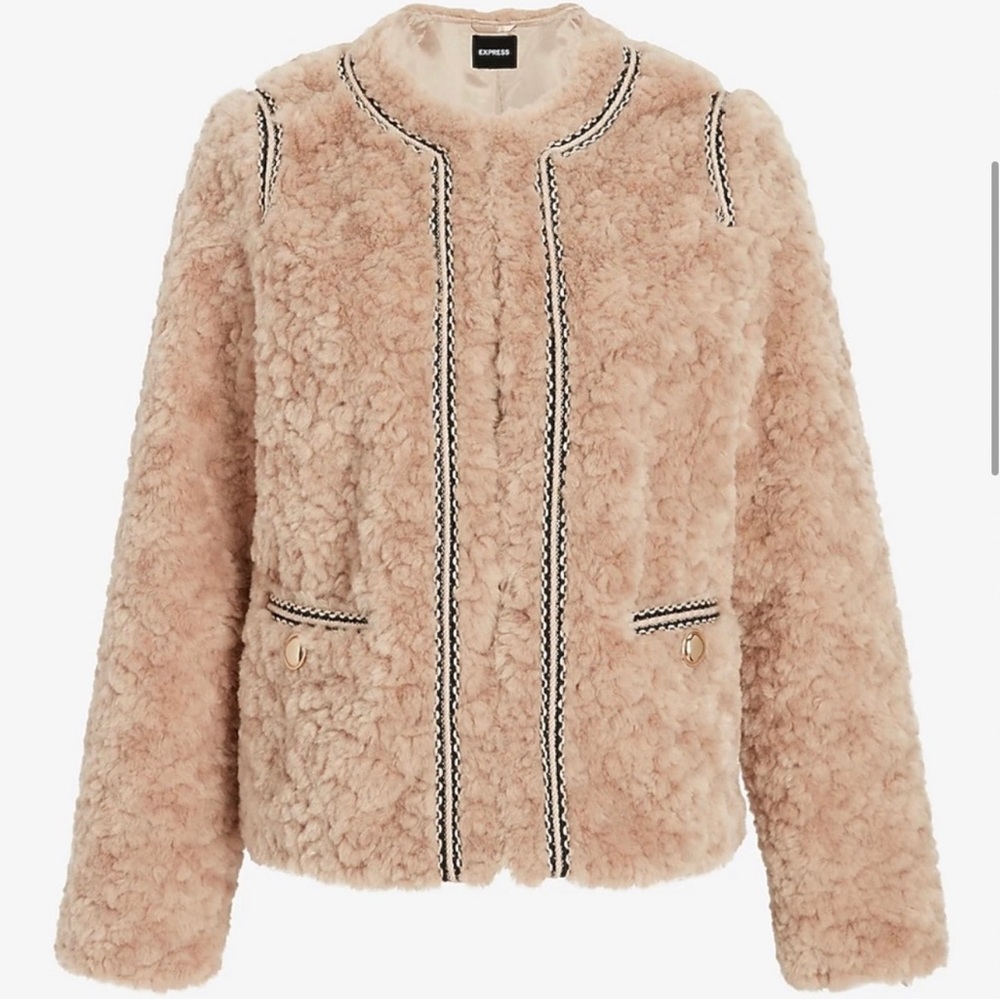 Express faux fur embellished trim coat. Size XS - tag still attached.